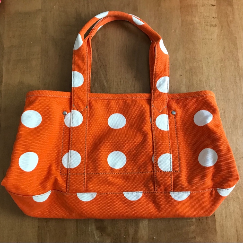 NWT J. Crew Polka Dot Orange Tote Bag